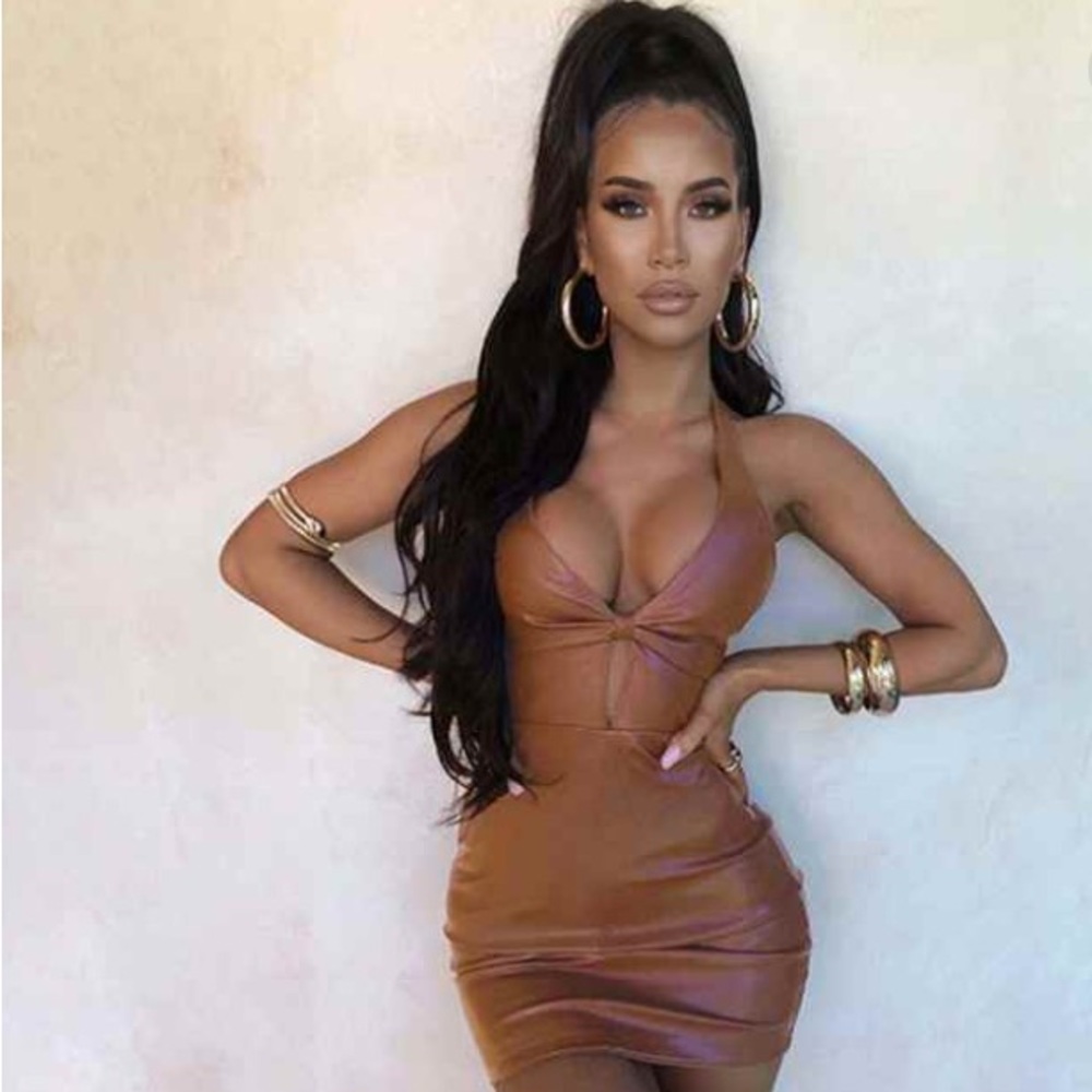 Ladies Faux Leather Dress, Sexy Party Dress